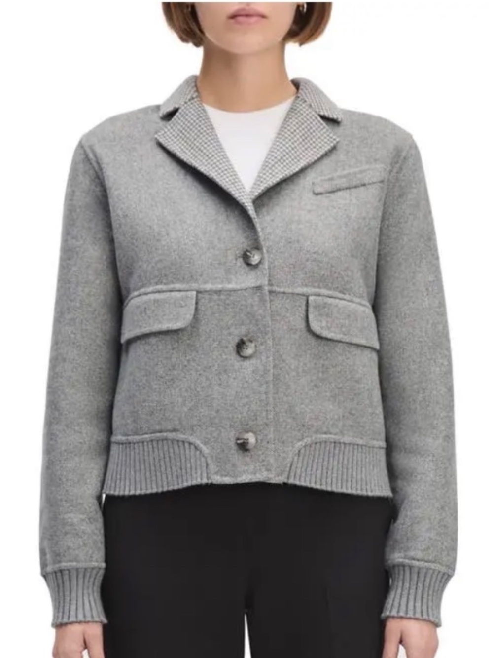$368 Favorite Daughter The City Herringbone Bomber In Grey Jacket Size Small